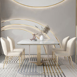 Glam dineren faux lederen stoelen armloze zijstoelen met metalen benen