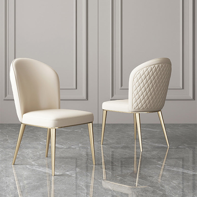 Glam dineren faux lederen stoelen armloze zijstoelen met metalen benen