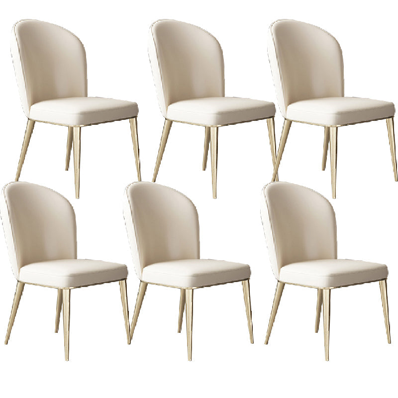 Glam dineren faux lederen stoelen armloze zijstoelen met metalen benen