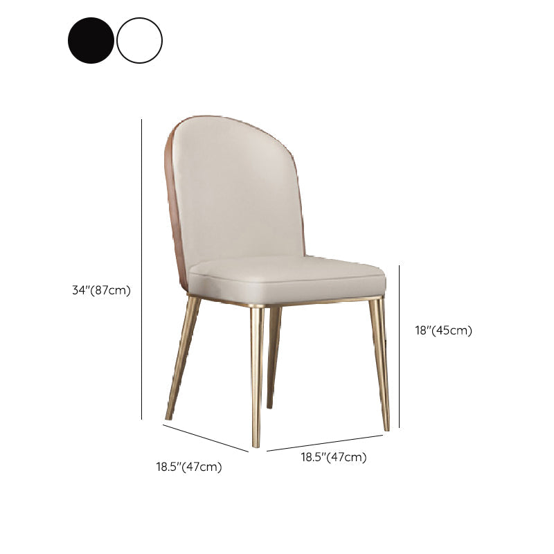 Glam dineren faux lederen stoelen armloze zijstoelen met metalen benen