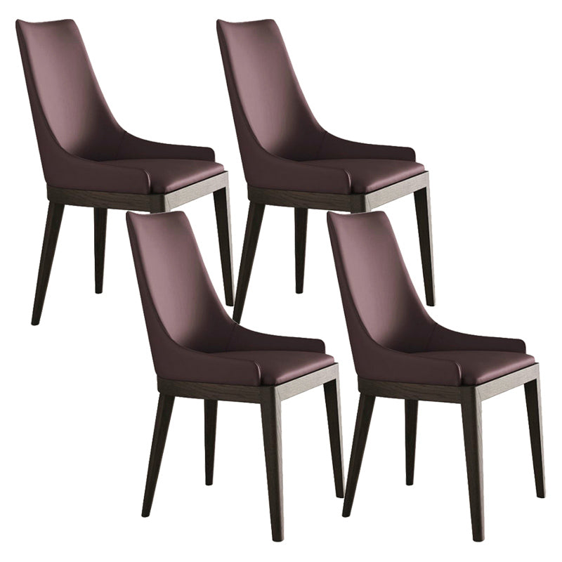 Wood Kitchen Dining Side Chair Contemporary Upholstered Dining Chair Red Brown 4 Piece Set Clearhalo 'Dining Chairs' 'Dining Tables & Seating' 'dining_chair' 'furn' 'furn_dining_chair' 'Furniture' 'Kitchen & Dining Furniture' 6357885