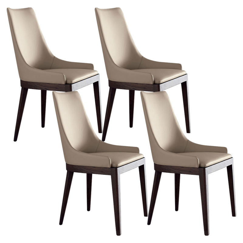 Wood Kitchen Dining Side Chair Contemporary Upholstered Dining Chair Off-White 4 Piece Set Clearhalo 'Dining Chairs' 'Dining Tables & Seating' 'dining_chair' 'furn' 'furn_dining_chair' 'Furniture' 'Kitchen & Dining Furniture' 6357892