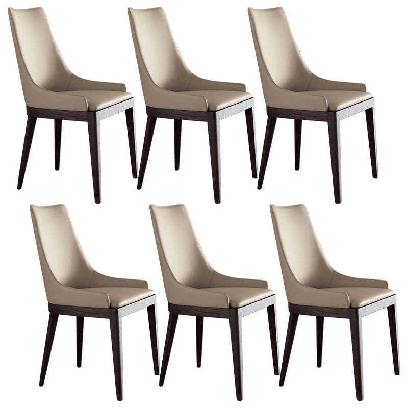 Wood Kitchen Dining Side Chair Contemporary Upholstered Dining Chair Off-White 6 Piece Set Clearhalo 'Dining Chairs' 'Dining Tables & Seating' 'dining_chair' 'furn' 'furn_dining_chair' 'Furniture' 'Kitchen & Dining Furniture' 6357894