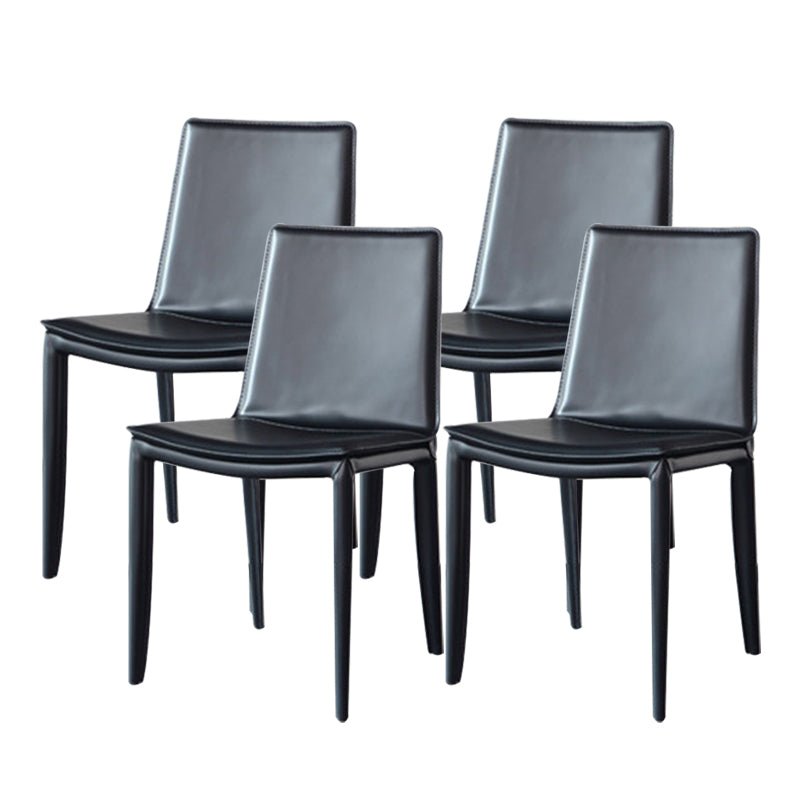 Industrial Leather Dining Chair Armless Side Chairs with Metal Legs for Home Use Black 4 Piece Set Clearhalo 'Dining Chairs' 'Dining Tables & Seating' 'dining_chair' 'furn' 'furn_dining_chair' 'Furniture' 'Kitchen & Dining Furniture' 6357929