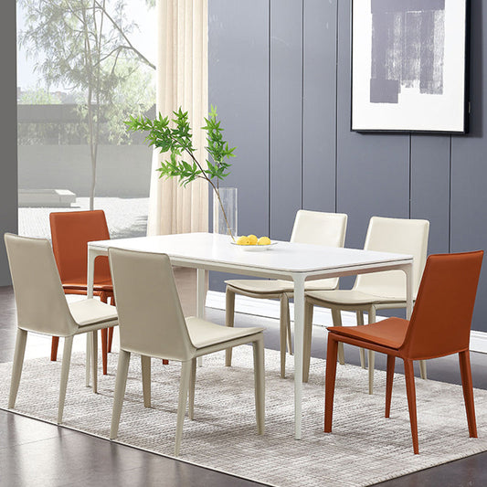 Sedia da pranzo in pelle industriale sedie laterali senza braccio con gambe in metallo per uso domestico