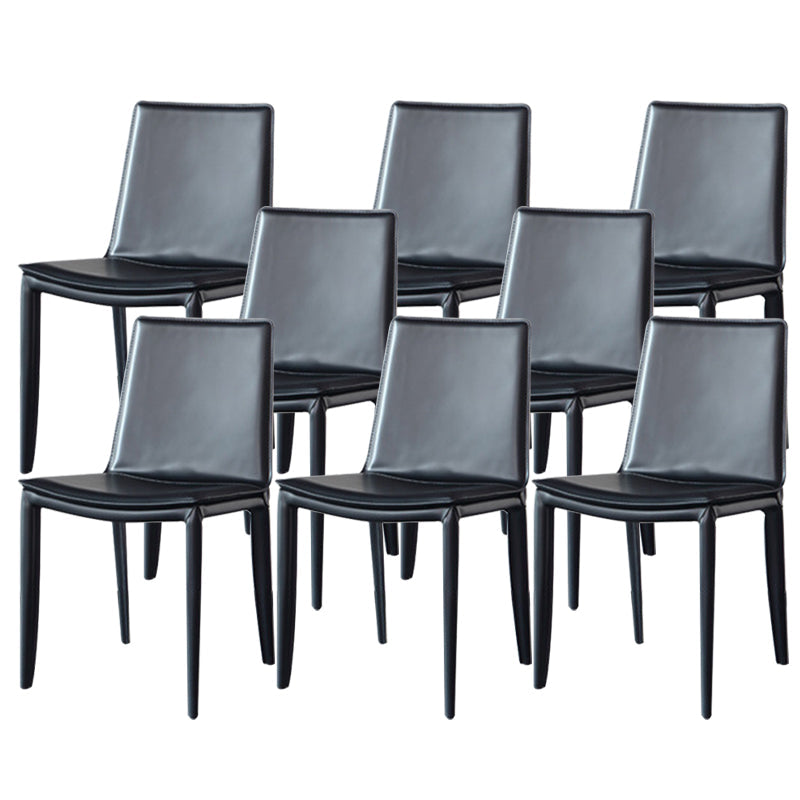 Industrial Leather Dining Chair Armless Side Chairs with Metal Legs for Home Use Black 8 Piece Set Clearhalo 'Dining Chairs' 'Dining Tables & Seating' 'dining_chair' 'furn' 'furn_dining_chair' 'Furniture' 'Kitchen & Dining Furniture' 6357933