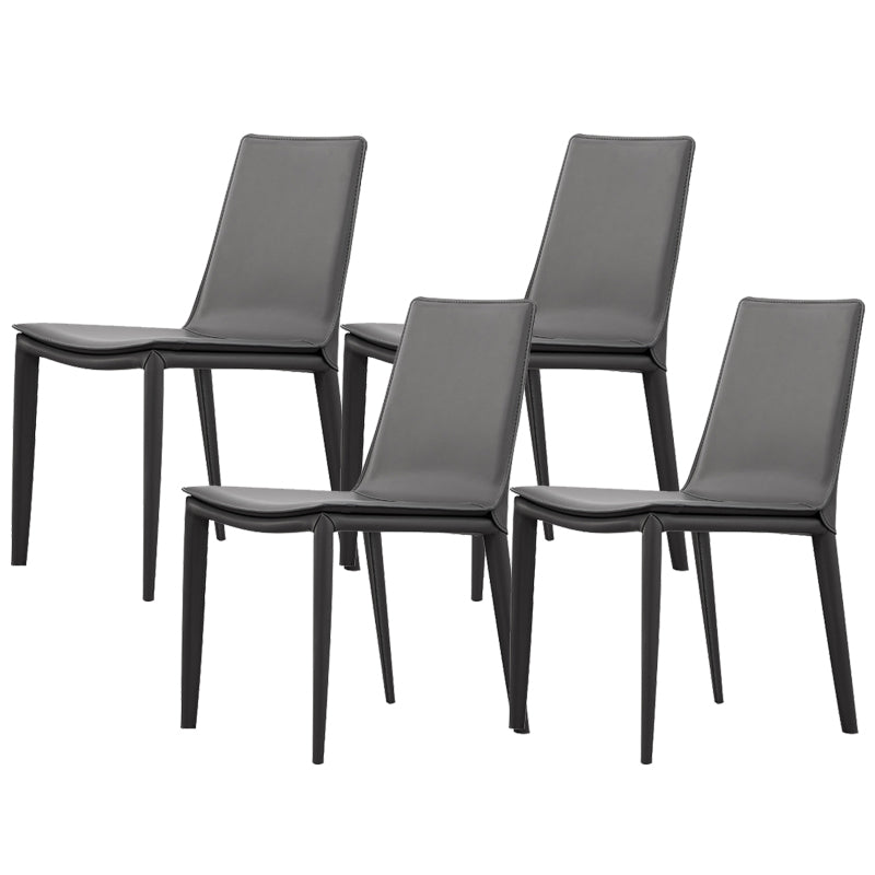 Industrial Leather Dining Chair Armless Side Chairs with Metal Legs for Home Use Dark Gray 4 Piece Set Clearhalo 'Dining Chairs' 'Dining Tables & Seating' 'dining_chair' 'furn' 'furn_dining_chair' 'Furniture' 'Kitchen & Dining Furniture' 6357937