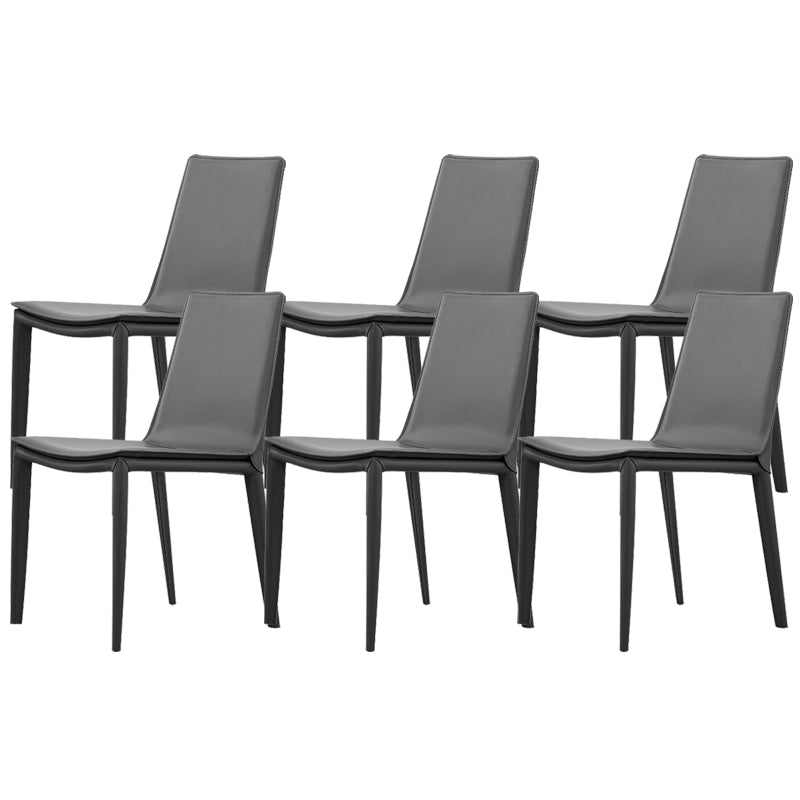 Industrial Leather Dining Chair Armless Side Chairs with Metal Legs for Home Use Dark Gray 6 Piece Set Clearhalo 'Dining Chairs' 'Dining Tables & Seating' 'dining_chair' 'furn' 'furn_dining_chair' 'Furniture' 'Kitchen & Dining Furniture' 6357938