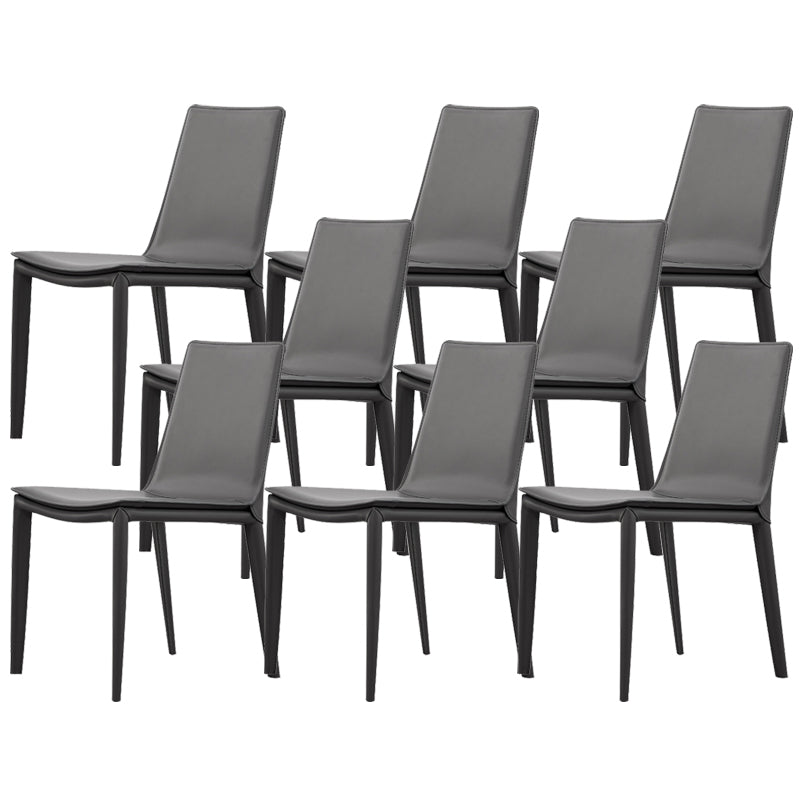Industrial Leather Dining Chair Armless Side Chairs with Metal Legs for Home Use Dark Gray 8 Piece Set Clearhalo 'Dining Chairs' 'Dining Tables & Seating' 'dining_chair' 'furn' 'furn_dining_chair' 'Furniture' 'Kitchen & Dining Furniture' 6357941