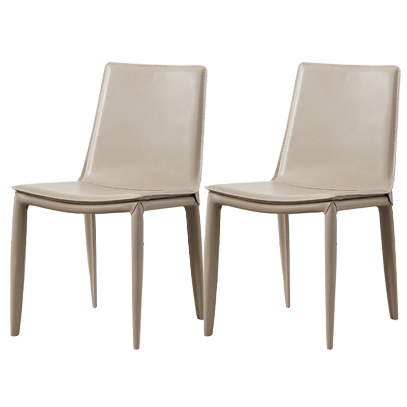 Industrial Leather Dining Chair Armless Side Chairs with Metal Legs for Home Use Light Gray 2 Piece Set Clearhalo 'Dining Chairs' 'Dining Tables & Seating' 'dining_chair' 'furn' 'furn_dining_chair' 'Furniture' 'Kitchen & Dining Furniture' 6357942