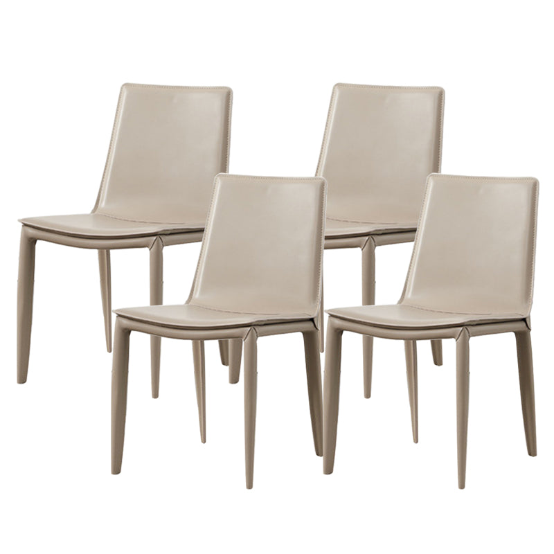 Industrial Leather Dining Chair Armless Side Chairs with Metal Legs for Home Use Light Gray 4 Piece Set Clearhalo 'Dining Chairs' 'Dining Tables & Seating' 'dining_chair' 'furn' 'furn_dining_chair' 'Furniture' 'Kitchen & Dining Furniture' 6357945