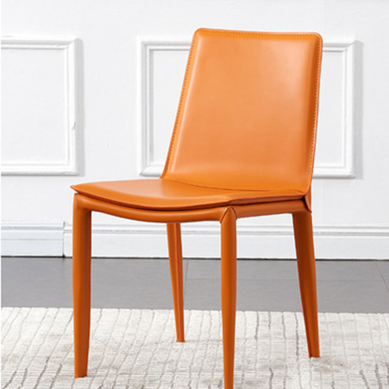 Industrial Leather Dining Chair Armless Side Chairs with Metal Legs for Home Use Clearhalo 'Dining Chairs' 'Dining Tables & Seating' 'dining_chair' 'furn' 'furn_dining_chair' 'Furniture' 'Kitchen & Dining Furniture' 6357946