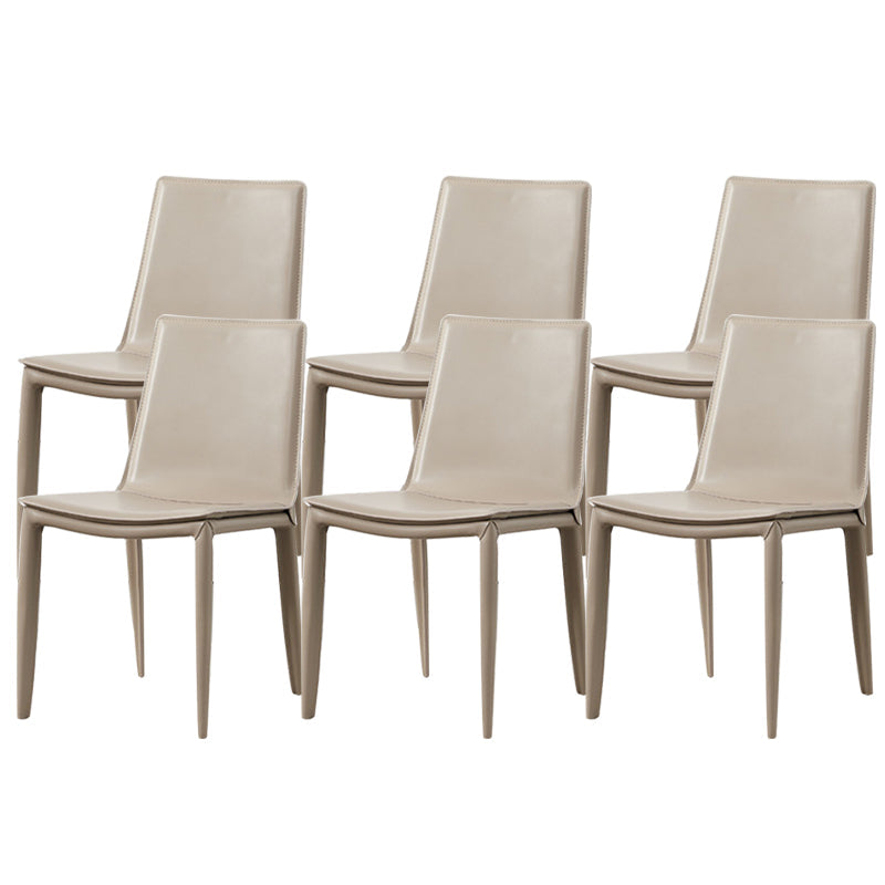 Industrial Leather Dining Chair Armless Side Chairs with Metal Legs for Home Use Light Gray 6 Piece Set Clearhalo 'Dining Chairs' 'Dining Tables & Seating' 'dining_chair' 'furn' 'furn_dining_chair' 'Furniture' 'Kitchen & Dining Furniture' 6357947