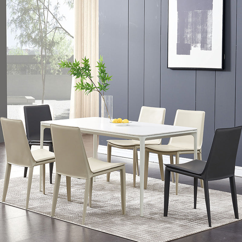 Industrial Leather Dining Chair Armless Side Chairs with Metal Legs for Home Use Clearhalo 'Dining Chairs' 'Dining Tables & Seating' 'dining_chair' 'furn' 'furn_dining_chair' 'Furniture' 'Kitchen & Dining Furniture' 6357948