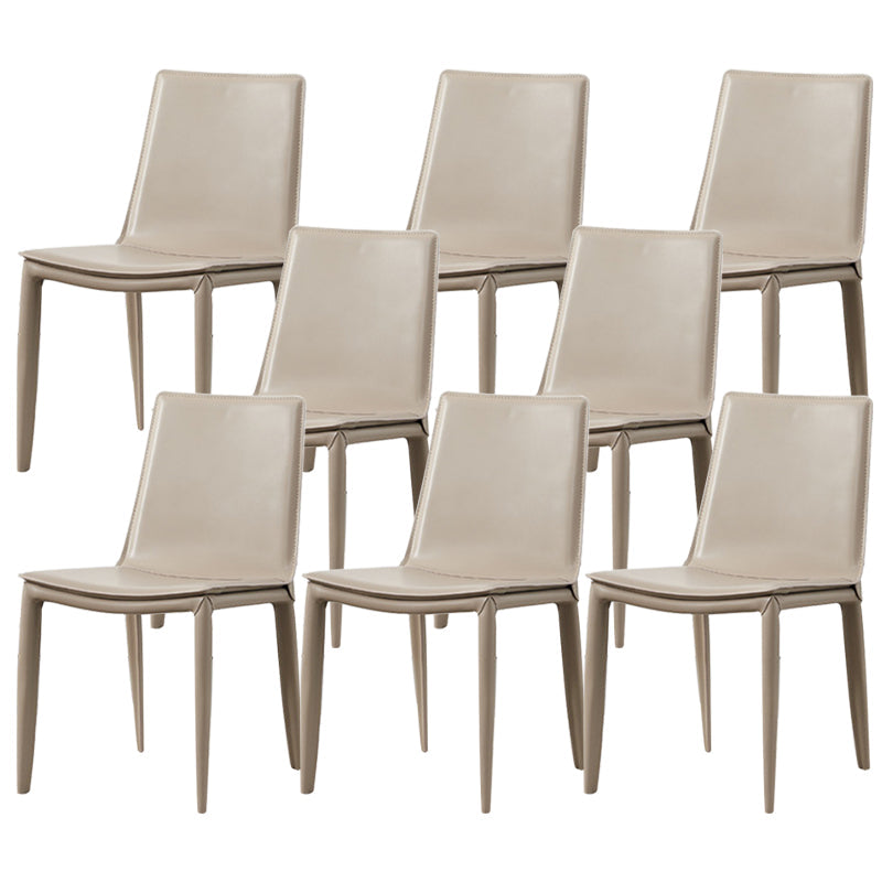 Industrial Leather Dining Chair Armless Side Chairs with Metal Legs for Home Use Light Gray 8 Piece Set Clearhalo 'Dining Chairs' 'Dining Tables & Seating' 'dining_chair' 'furn' 'furn_dining_chair' 'Furniture' 'Kitchen & Dining Furniture' 6357949