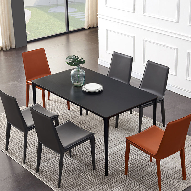 Industrial Leather Dining Chair Armless Side Chairs with Metal Legs for Home Use Clearhalo 'Dining Chairs' 'Dining Tables & Seating' 'dining_chair' 'furn' 'furn_dining_chair' 'Furniture' 'Kitchen & Dining Furniture' 6357950