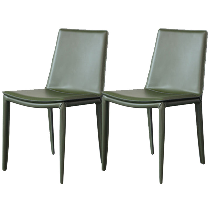 Industrial Leather Dining Chair Armless Side Chairs with Metal Legs for Home Use Army Green 2 Piece Set Clearhalo 'Dining Chairs' 'Dining Tables & Seating' 'dining_chair' 'furn' 'furn_dining_chair' 'Furniture' 'Kitchen & Dining Furniture' 6357951