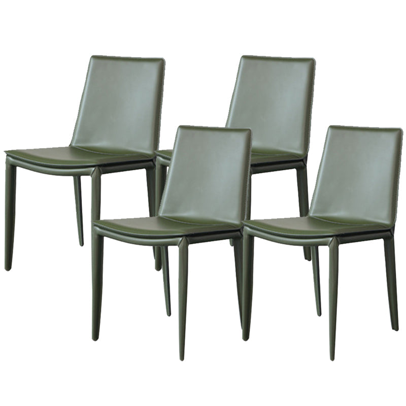 Industrial Leather Dining Chair Armless Side Chairs with Metal Legs for Home Use Army Green 4 Piece Set Clearhalo 'Dining Chairs' 'Dining Tables & Seating' 'dining_chair' 'furn' 'furn_dining_chair' 'Furniture' 'Kitchen & Dining Furniture' 6357952