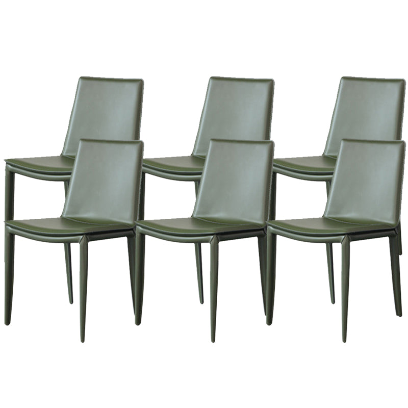 Industrial Leather Dining Chair Armless Side Chairs with Metal Legs for Home Use Army Green 6 Piece Set Clearhalo 'Dining Chairs' 'Dining Tables & Seating' 'dining_chair' 'furn' 'furn_dining_chair' 'Furniture' 'Kitchen & Dining Furniture' 6357953