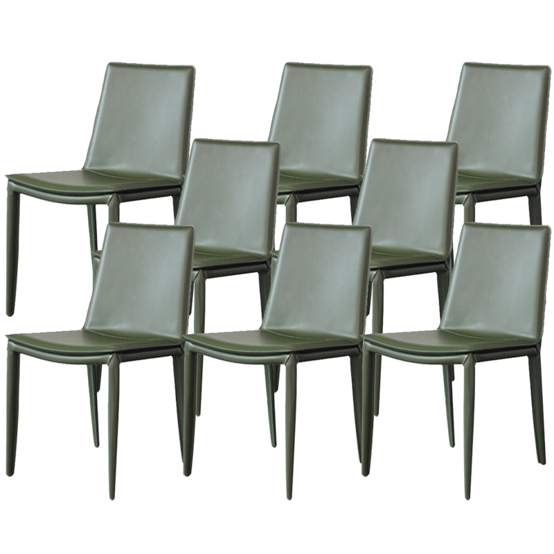 Industrial Leather Dining Chair Armless Side Chairs with Metal Legs for Home Use Army Green 8 Piece Set Clearhalo 'Dining Chairs' 'Dining Tables & Seating' 'dining_chair' 'furn' 'furn_dining_chair' 'Furniture' 'Kitchen & Dining Furniture' 6357954