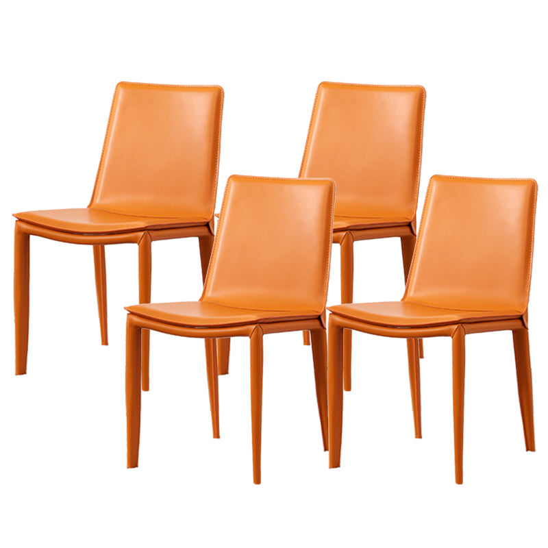 Industrial Leather Dining Chair Armless Side Chairs with Metal Legs for Home Use Orange 4 Piece Set Clearhalo 'Dining Chairs' 'Dining Tables & Seating' 'dining_chair' 'furn' 'furn_dining_chair' 'Furniture' 'Kitchen & Dining Furniture' 6357956