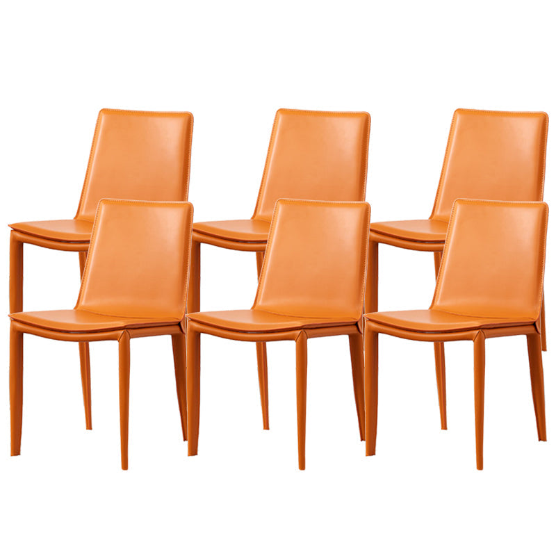 Industrial Leather Dining Chair Armless Side Chairs with Metal Legs for Home Use Orange 6 Piece Set Clearhalo 'Dining Chairs' 'Dining Tables & Seating' 'dining_chair' 'furn' 'furn_dining_chair' 'Furniture' 'Kitchen & Dining Furniture' 6357957