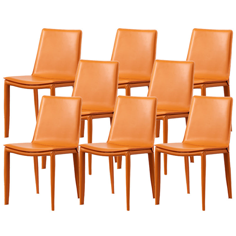 Industrial Leather Dining Chair Armless Side Chairs with Metal Legs for Home Use Orange 8 Piece Set Clearhalo 'Dining Chairs' 'Dining Tables & Seating' 'dining_chair' 'furn' 'furn_dining_chair' 'Furniture' 'Kitchen & Dining Furniture' 6357958