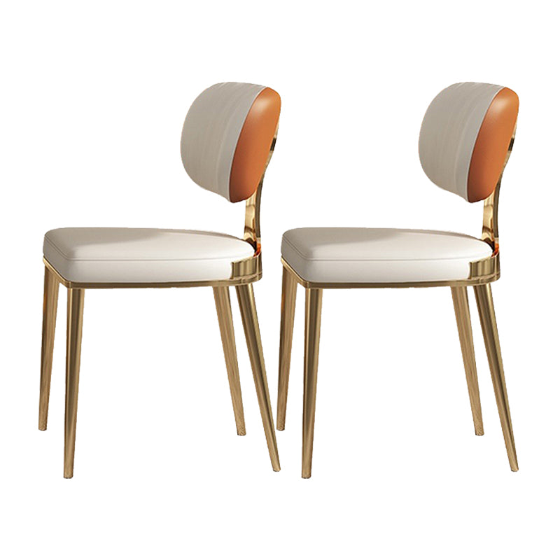 Glam Upholstered Dining Chair Open Back Dining Chair with Metal Legs Orange 2 Piece Set Clearhalo 'Dining Chairs' 'Dining Tables & Seating' 'dining_chair' 'furn' 'furn_dining_chair' 'Furniture' 'Kitchen & Dining Furniture' 6357961