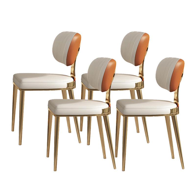 Glam Upholstered Dining Chair Open Back Dining Chair with Metal Legs Orange 4 Piece Set Clearhalo 'Dining Chairs' 'Dining Tables & Seating' 'dining_chair' 'furn' 'furn_dining_chair' 'Furniture' 'Kitchen & Dining Furniture' 6357963