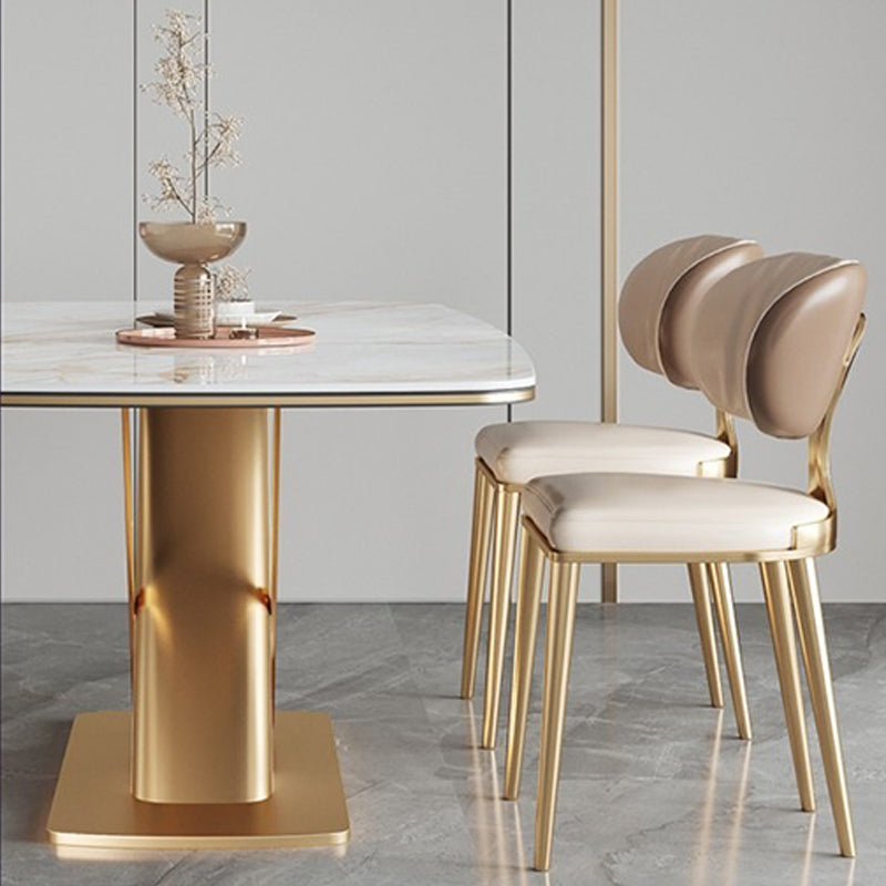 Glam Upholstered Dining Chair Open Back Dining Chair with Metal Legs Clearhalo 'Dining Chairs' 'Dining Tables & Seating' 'dining_chair' 'furn' 'furn_dining_chair' 'Furniture' 'Kitchen & Dining Furniture' 6357964