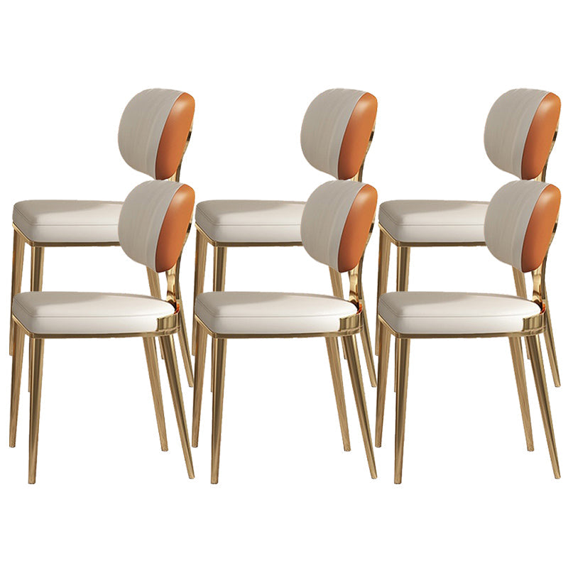 Glam Upholstered Dining Chair Open Back Dining Chair with Metal Legs Orange 6 Piece Set Clearhalo 'Dining Chairs' 'Dining Tables & Seating' 'dining_chair' 'furn' 'furn_dining_chair' 'Furniture' 'Kitchen & Dining Furniture' 6357965