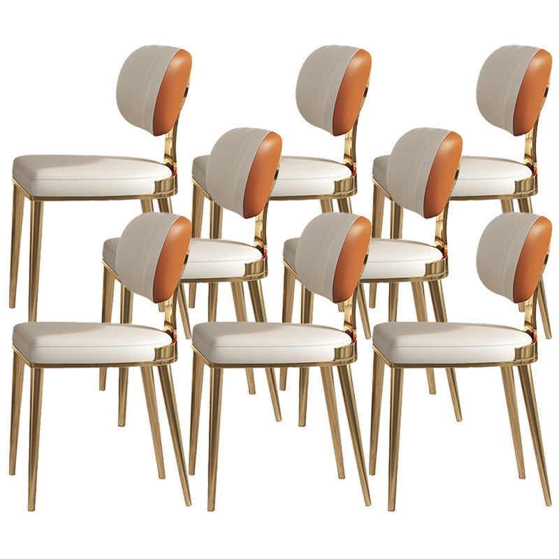 Glam Upholstered Dining Chair Open Back Dining Chair with Metal Legs Orange 8 Piece Set Clearhalo 'Dining Chairs' 'Dining Tables & Seating' 'dining_chair' 'furn' 'furn_dining_chair' 'Furniture' 'Kitchen & Dining Furniture' 6357966