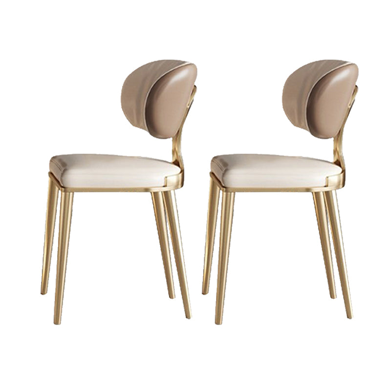 Glam Upholstered Dining Chair Open Back Dining Chair with Metal Legs Brown 2 Piece Set Clearhalo 'Dining Chairs' 'Dining Tables & Seating' 'dining_chair' 'furn' 'furn_dining_chair' 'Furniture' 'Kitchen & Dining Furniture' 6357968
