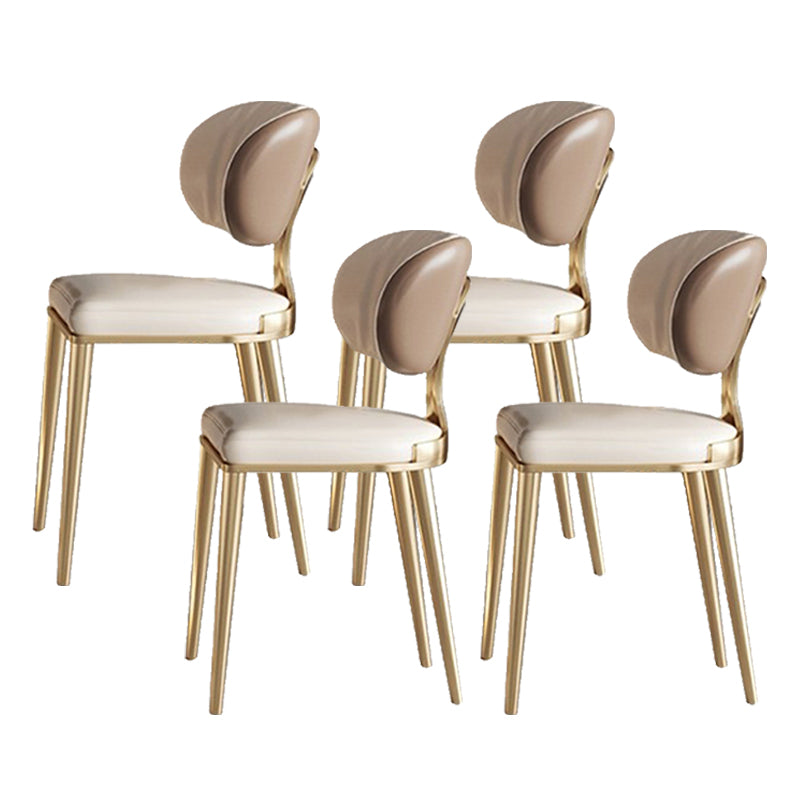 Glam Upholstered Dining Chair Open Back Dining Chair with Metal Legs Brown 4 Piece Set Clearhalo 'Dining Chairs' 'Dining Tables & Seating' 'dining_chair' 'furn' 'furn_dining_chair' 'Furniture' 'Kitchen & Dining Furniture' 6357970