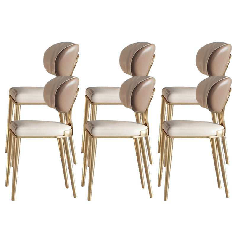 Glam Upholstered Dining Chair Open Back Dining Chair with Metal Legs Brown 6 Piece Set Clearhalo 'Dining Chairs' 'Dining Tables & Seating' 'dining_chair' 'furn' 'furn_dining_chair' 'Furniture' 'Kitchen & Dining Furniture' 6357972