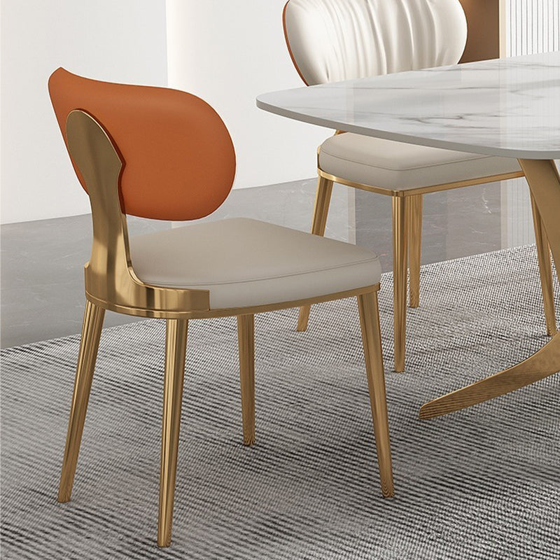 Glam Upholstered Dining Chair Open Back Dining Chair with Metal Legs Clearhalo 'Dining Chairs' 'Dining Tables & Seating' 'dining_chair' 'furn' 'furn_dining_chair' 'Furniture' 'Kitchen & Dining Furniture' 6357975