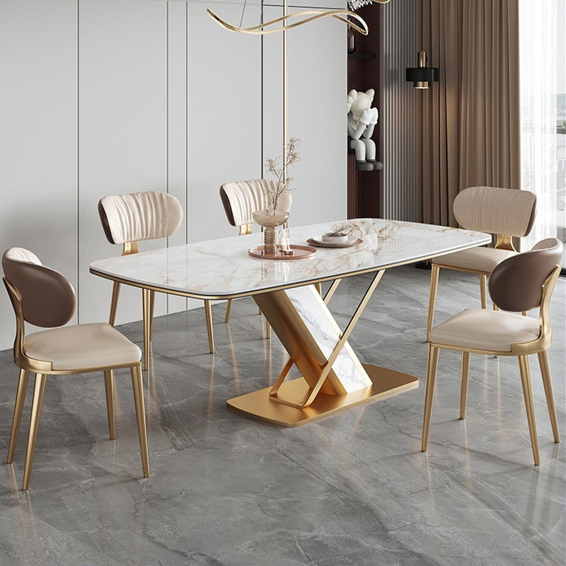 Glam Upholstered Dining Chair Open Back Dining Chair with Metal Legs Clearhalo 'Dining Chairs' 'Dining Tables & Seating' 'dining_chair' 'furn' 'furn_dining_chair' 'Furniture' 'Kitchen & Dining Furniture' 6357976