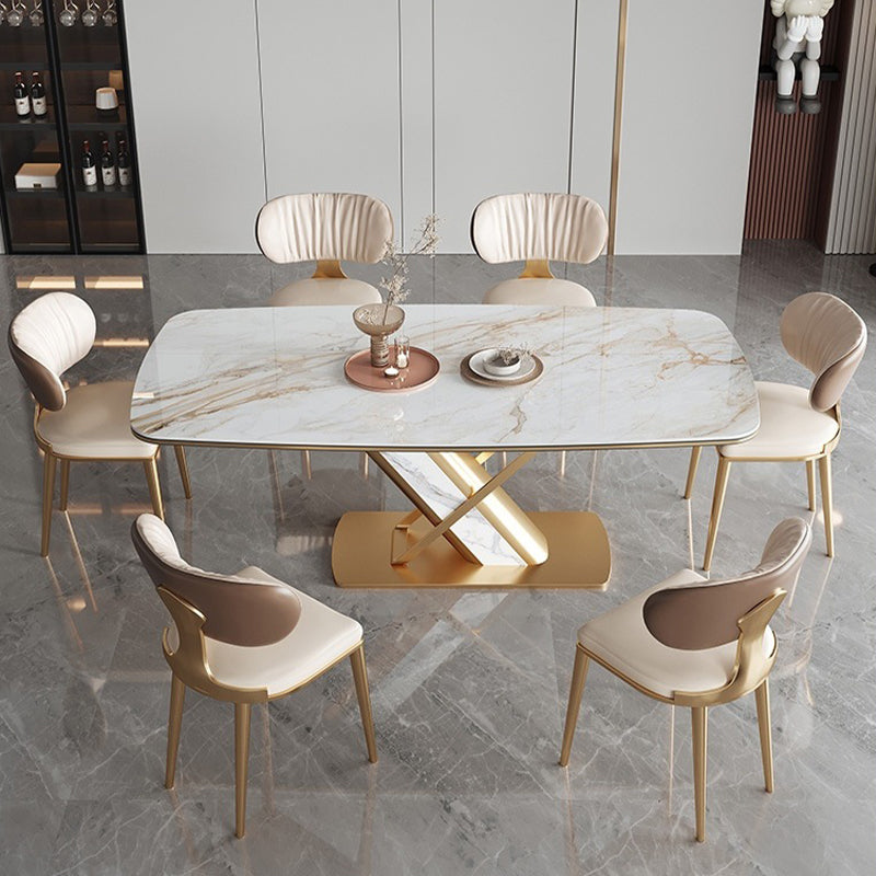 Glam Upholstered Dining Chair Open Back Dining Chair with Metal Legs Clearhalo 'Dining Chairs' 'Dining Tables & Seating' 'dining_chair' 'furn' 'furn_dining_chair' 'Furniture' 'Kitchen & Dining Furniture' 6357977