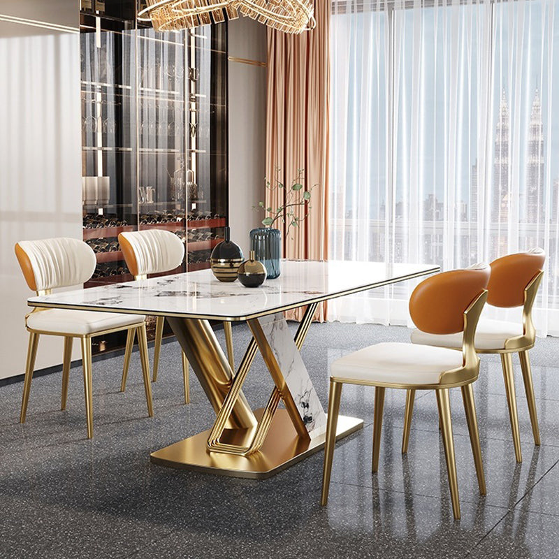 Glam Upholstered Dining Chair Open Back Dining Chair with Metal Legs Clearhalo 'Dining Chairs' 'Dining Tables & Seating' 'dining_chair' 'furn' 'furn_dining_chair' 'Furniture' 'Kitchen & Dining Furniture' 6357978