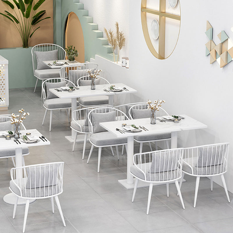 Metaal gestoffeerde eetkamerstoel Windsor achterstoel stoel in het wit