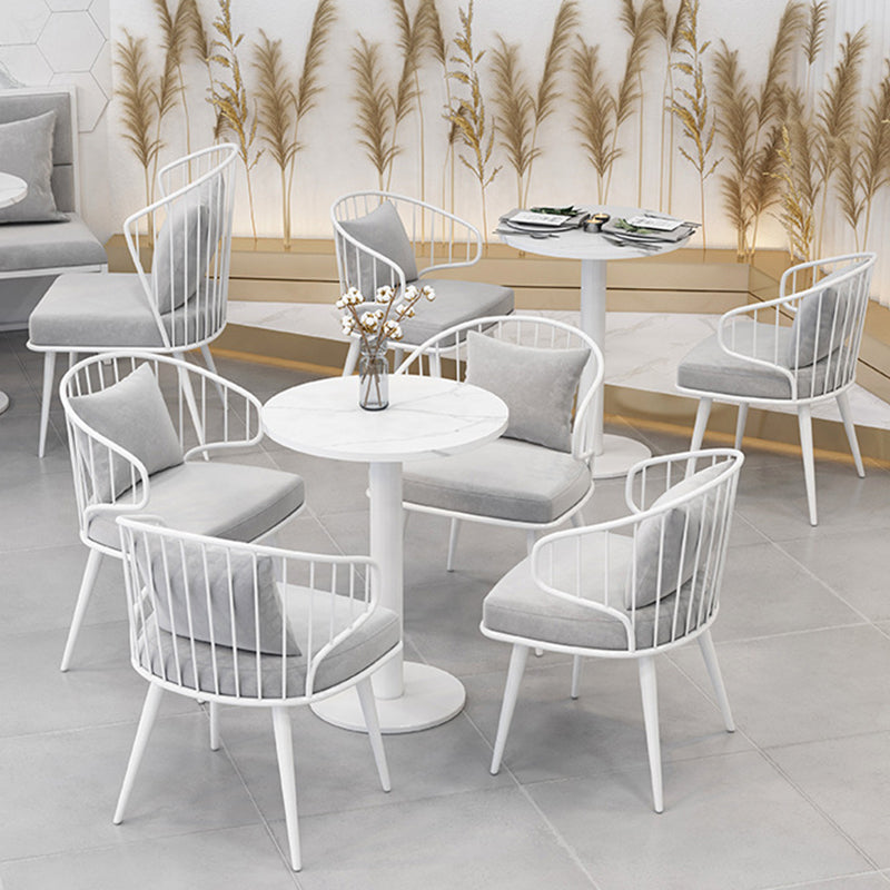 Metaal gestoffeerde eetkamerstoel Windsor achterstoel stoel in het wit