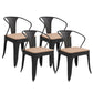 Industrial Kitchen Dining Chairs Metal Slat Back Chairs in Black