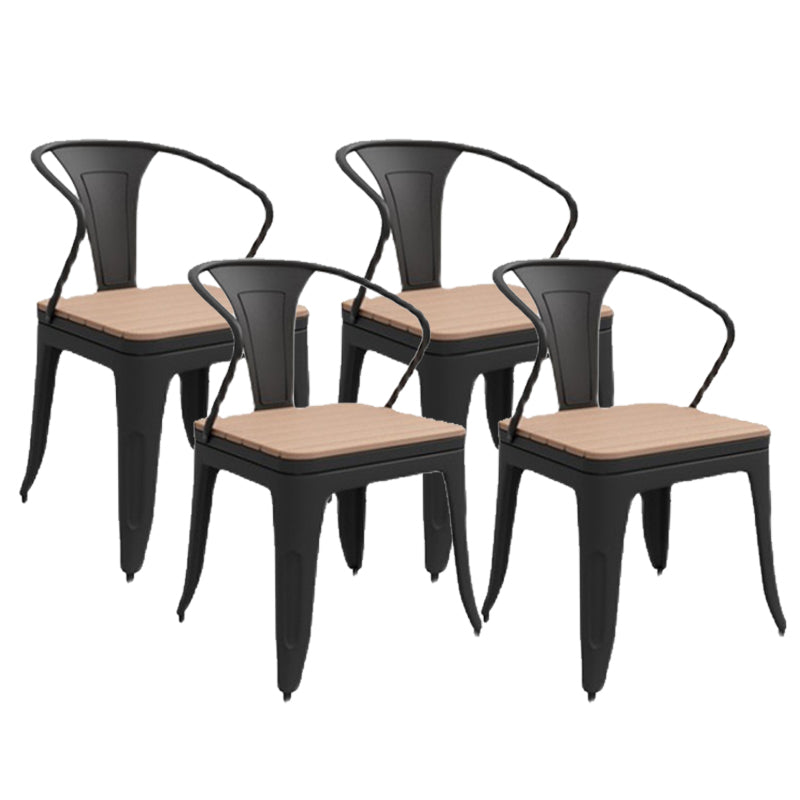 Industrial Kitchen Dining Chairs Metal Slat Back Chairs in Black