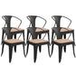 Industrial Kitchen Dining Chairs Metal Slat Back Chairs in Black