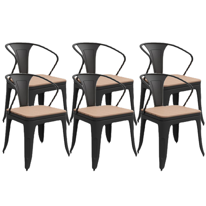 Industrial Kitchen Dining Chairs Metal Slat Back Chairs in Black