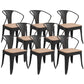 Industrial Kitchen Dining Chairs Metal Slat Back Chairs in Black