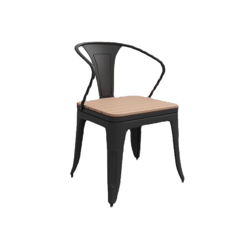 Industrial Kitchen Dining Chairs Metal Slat Back Chairs in Black