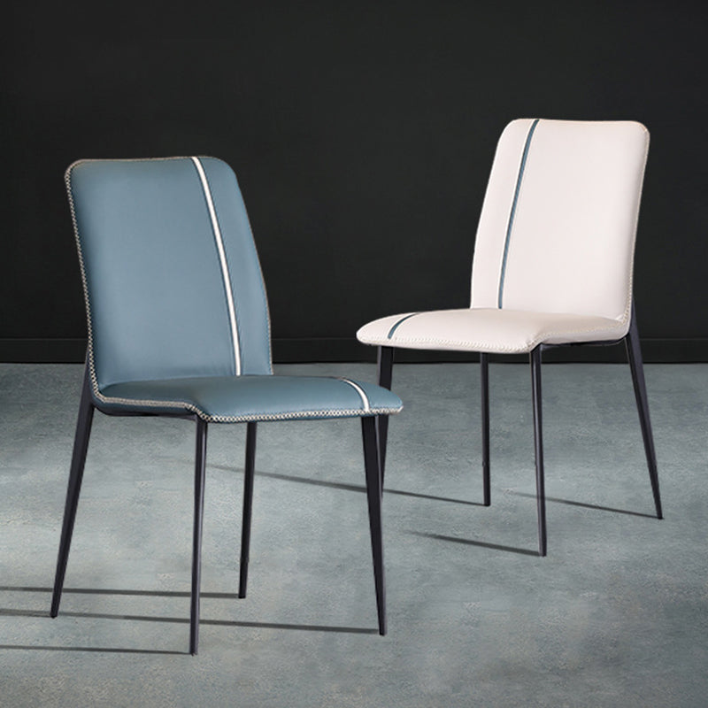 Industriële armloze zijstoelen faux lederen eetstoelen met metalen benen