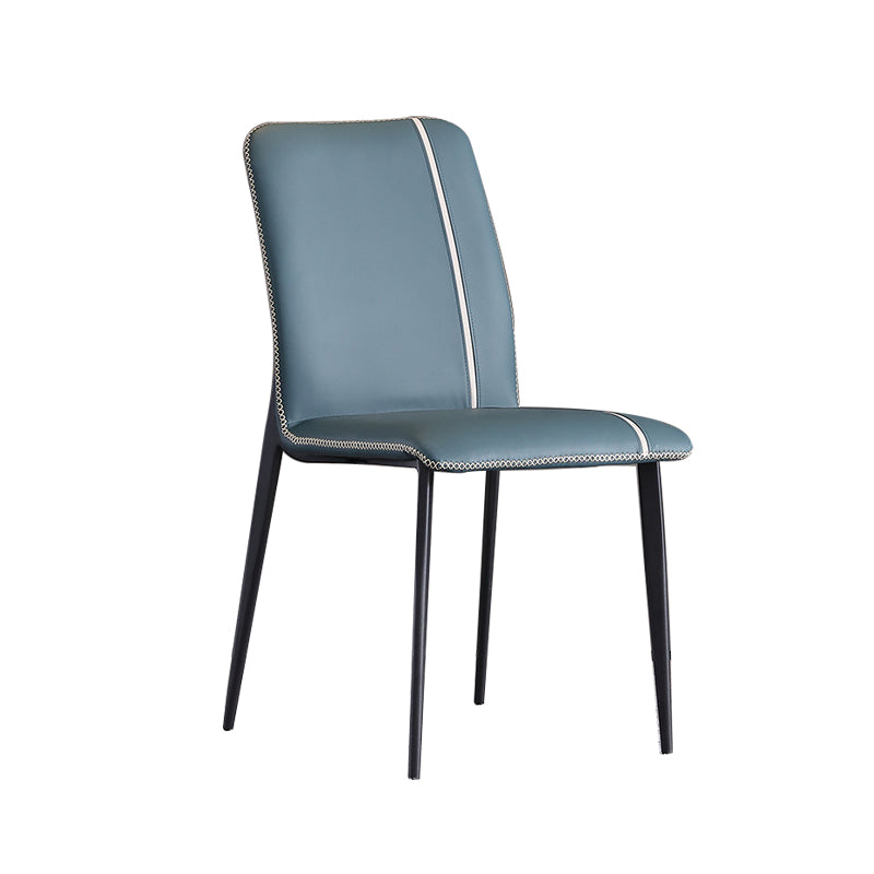 Industriële armloze zijstoelen faux lederen eetstoelen met metalen benen