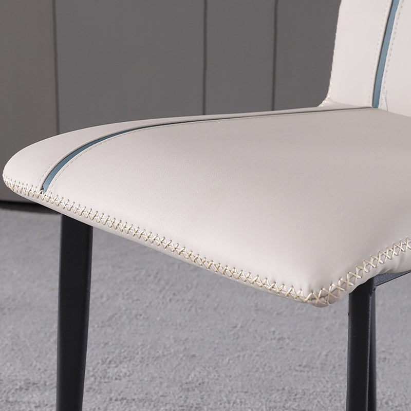 Industriële armloze zijstoelen faux lederen eetstoelen met metalen benen